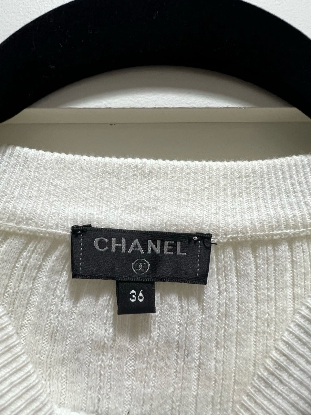 CHANEL SS21 White Ribbed Knit Cotton Top FR 36 - Picture 2 of 5